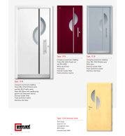 Type 1121 LivingLine – Sandblast Stone LivingLine Entry Door, Chiselled Stones, Punto Glass, Oyster White or Dusty Grey Color, Triple Lock, Custom Size/Finish, Premium Entry